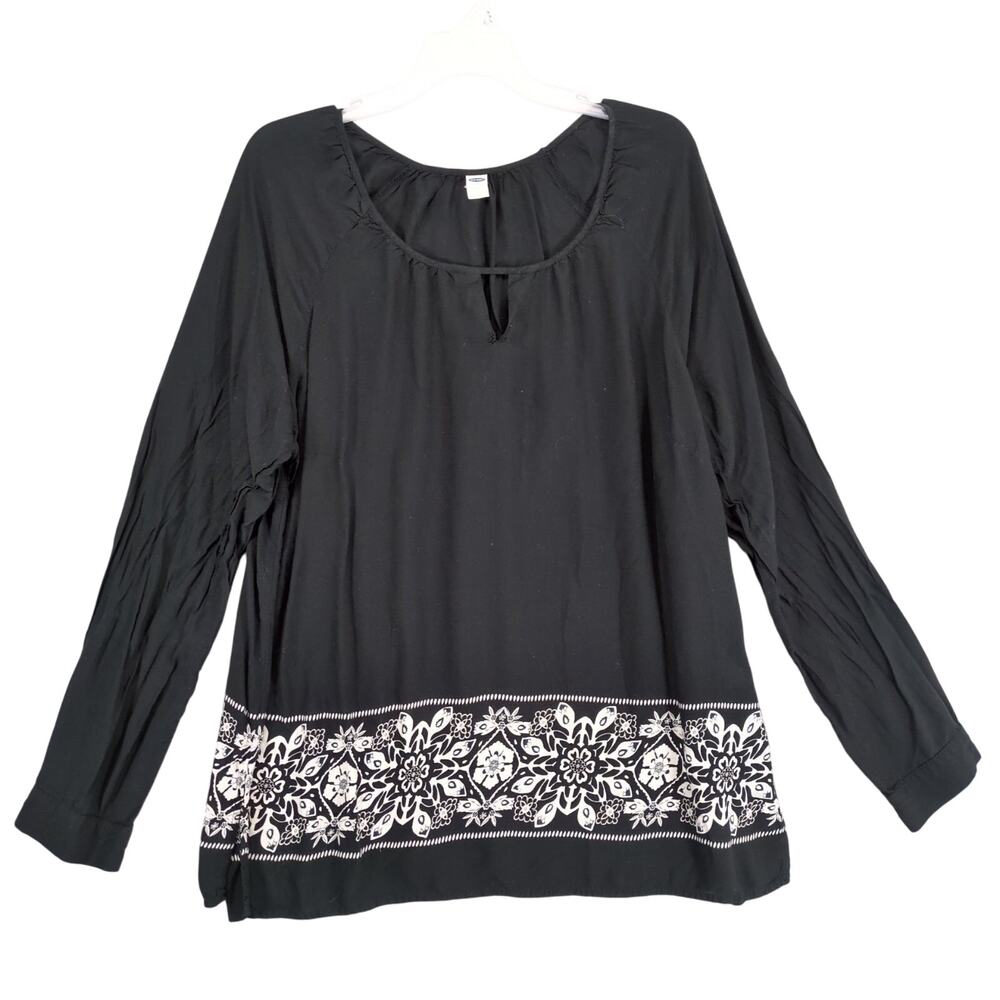Old Navy Women's XL Black‎ Flowy Boho Tunic Blouse Long Sleeve Top Whimsigoth